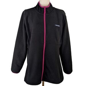 Lands End Black Fleece Women's XL Full Zip Jacket Pink Trim Pockets